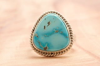 Native American Sterling Silver Kingman Turquoise Ring